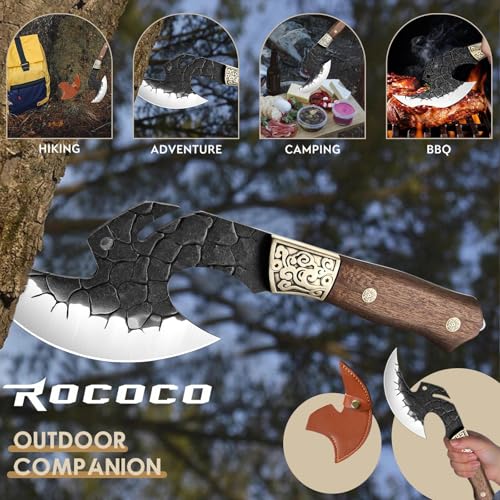 ROCOCO Viking Cleaver Knife 6.1in Full Tang Kitchen Axe Gift for Men