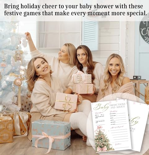 ONDTOM Christmas Baby Shower Game Cards 25-Pack - Winter Holiday Party Advice & Predictions, Model A03