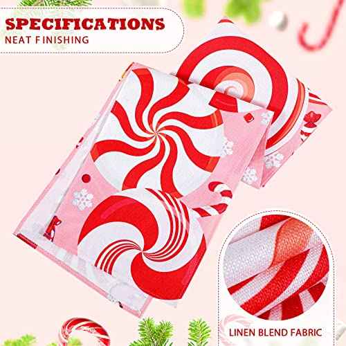 Christmas Candy Cane Table Runner Red White Sugar Table Runner Xmas Winter Snowflake Rectangular Tablecloth Washable Sweets Runner for Home Kitchen Dining Party Holiday Decor Wedding, 11.8 x 70 Inch
