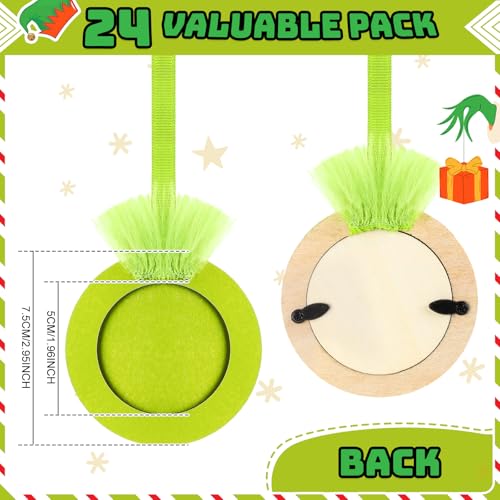 Blulu 24 Pcs Christmas Lime Green Photo Frame Ornaments – Grinch Green
