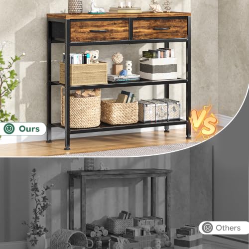 Narrow 32-Inch Console Table with 2 Fabric Drawers, Multi-Use Sofa & Entryway Table