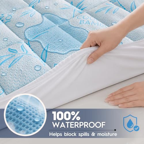 King Waterproof Mattress Pad with Memory Foam & Bamboo Cooling Cover - 78x80 in