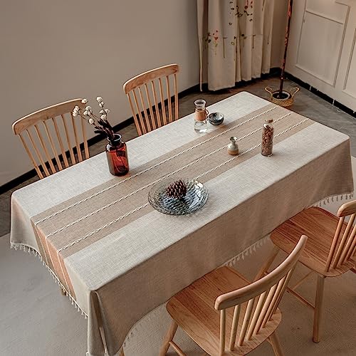 Deep Dream Waterproof Rectangular Tablecloth 86 x 55 Inch Light Coffee, Wrinkle-Free & Anti-Fading