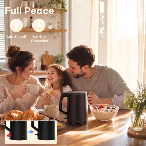 Damsun 1.7L Electric Kettle - 1500W Rapid Boil, Stainless Steel, Cool Touch