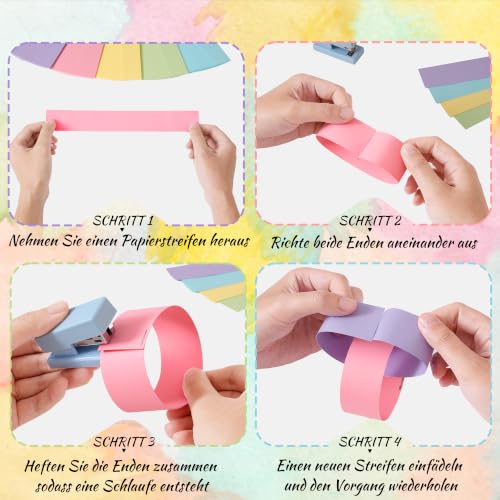Pastel Birthday Decorations Kit with Paper Chain Garland - Gleebixi