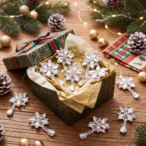 Romooa 12 Pcs Crystal Snowflakes Ornaments for Christmas Tree – Includes 12