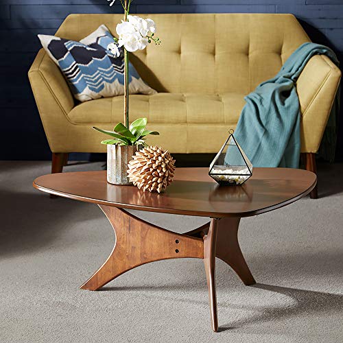 INK+IVY Blaze Brown Triangle Wood Coffee Table - Mid-Century Modern Accent Furniture