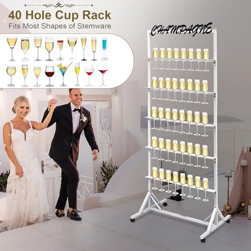 Champagne Wall Holder Stand for Party & Wedding Display, 5-Tier Metal Flutes Rack