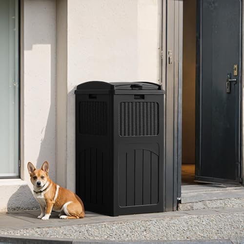 Flamaker 30 Gallon Trash Can, Resin Outdoor Garbage Can with Lid