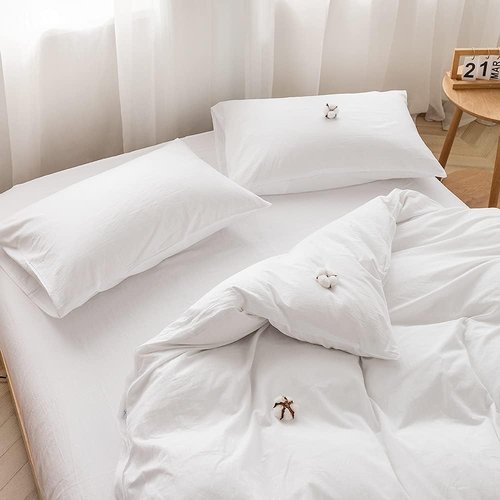FACE TWO FACE Duvet Cover Set - 3 Pieces 100% Washed Cotton | Soft, Breathable & Durable (Queen, White)