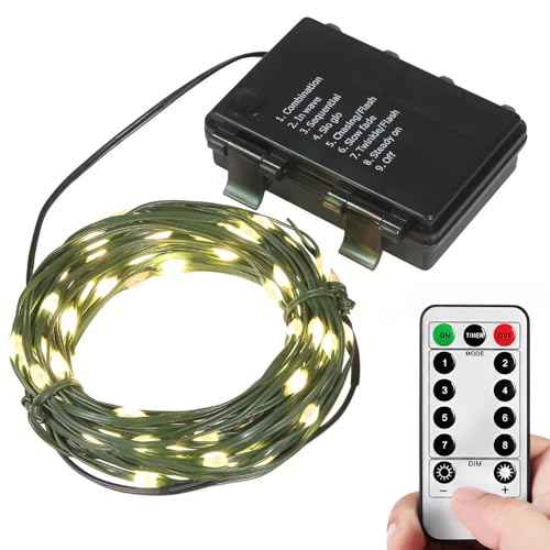 Magicnight Micro Twinkle Battery Operated Fairy Lights, 100 LED Small Warm White String Lights with Remote with Timer Mini Christmas Lights for Bedroom, 33ft Green Wire for Indoor Plants Decor