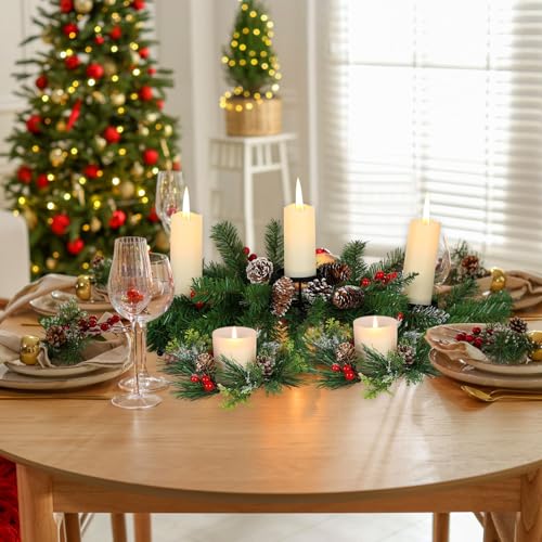 Vinsot 3-Piece 30-Inch Christmas Table Centerpiece with Candle Trays
