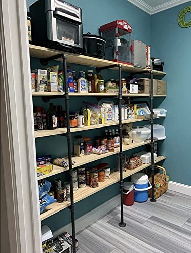 Industrial Pipe Wall Shelf Set - 14-Inch Deep DIY Open Bookshelf, Hanging & Standing Options, 2-Piece