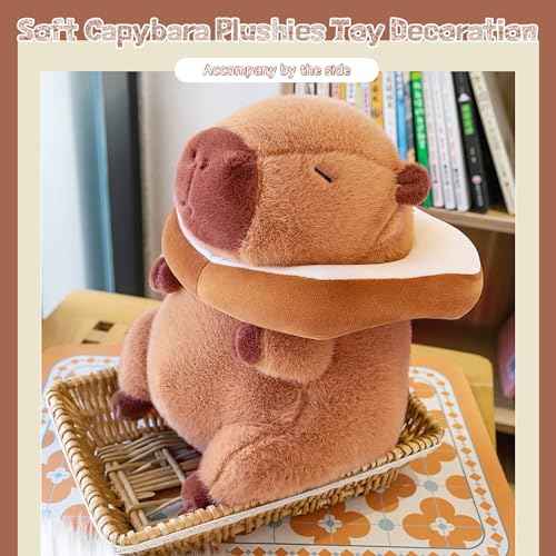 12 Inch Cute Capybara Plush Kawaii Soft Capybara Plush Doll Pillow with Bread Capybara Stuffed Aniamls Toys for Girls Kids Adults Birthdays Valentines Gift (Capybara Plush for Kids)