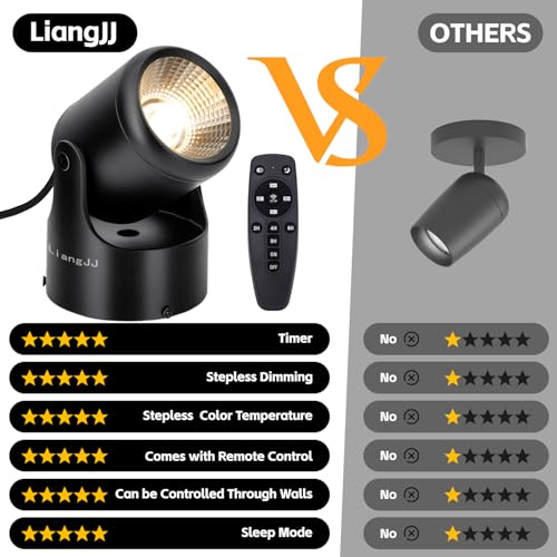 Black 2 Pack Dimmable Color Temperature LED Uplights - Indoor Adjustable Spotlights