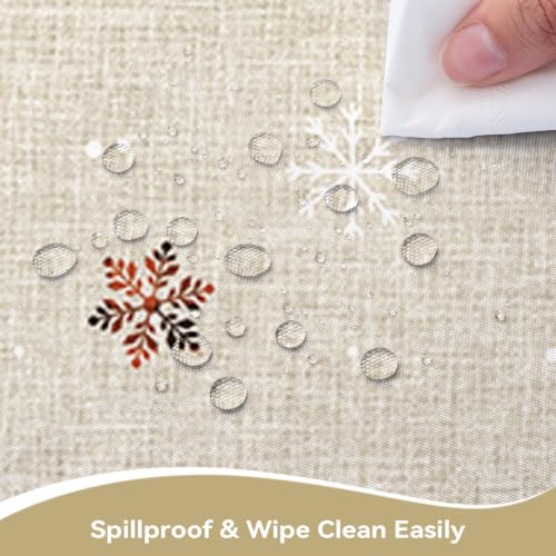 Christmas Tree Sled Elk Plaid Tablecloth 60x84in – Cotton-Linen Look, 84" x 60" Rectangular