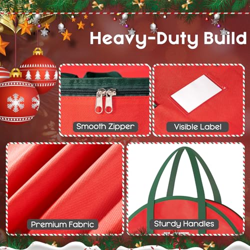 Criusia Red 24x8 Inch Wreath Storage Bag with Handles & Dual Zipper - Holiday Organizer