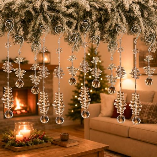 LOULIQIGIFT Clear Ball Crystal Christmas Tree Decorations 12 pcs Beaded Ornaments