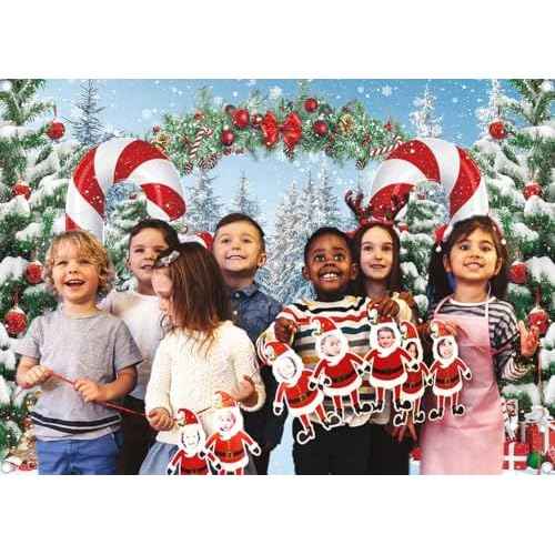 Merry Christmas Candy Cane Backdrop Winter Snowy Scene Christmas Tree Photography Background Christmas Holiday New Year Xmas Eve Family Party Decorations Banner Booth Props (7x5FT(2.1m x 1.5m))