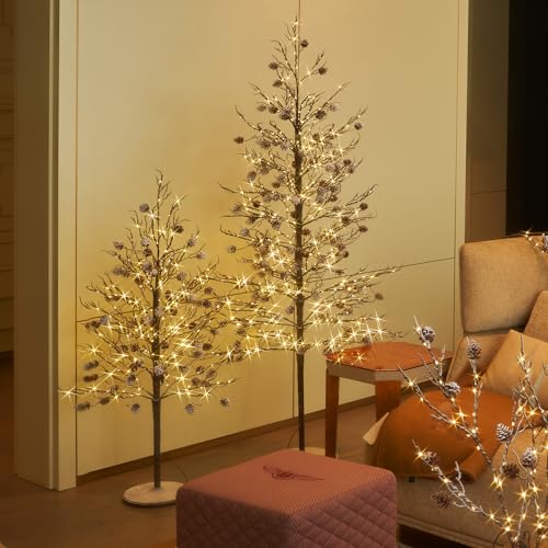 Fudios Lighted Pinecone Tree 6ft Winter Christmas Decor with Timer & Dimmable Lights