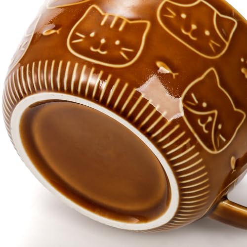 Cute Ceramic Cat Mug Set with Lids and Coasters - 10oz Kawaii Coffee & Tea Cups for Cat Lovers