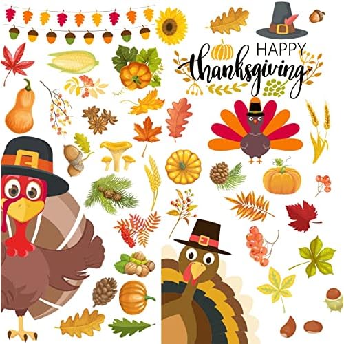 Thanksgiving Decorations - Thanksgiving Window Clings Fall Decorations Window Stickers Holiday Turkey Cling for Glass Window Decor for Home Party 113 PCS
