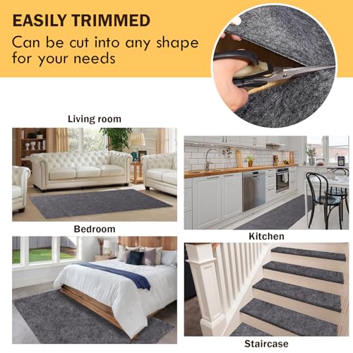 8' x 10' Waterproof Rug Pad Non-Slip Felt Underlay for Hardwood Floors - Thin