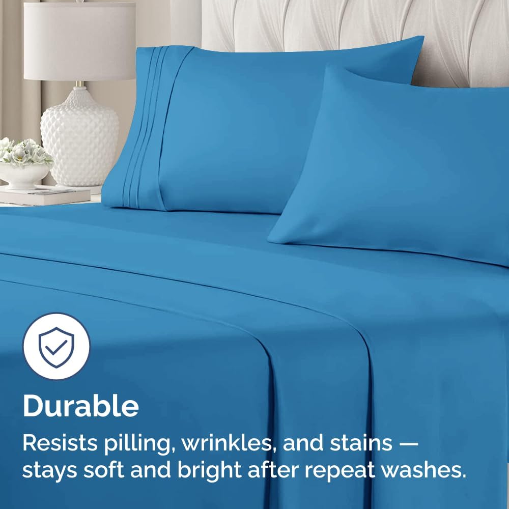 King Standard Pillow Cases | Set of 4 Soft Hotel Quality Covers - Comfy Denim Blue Bedding for All Ages