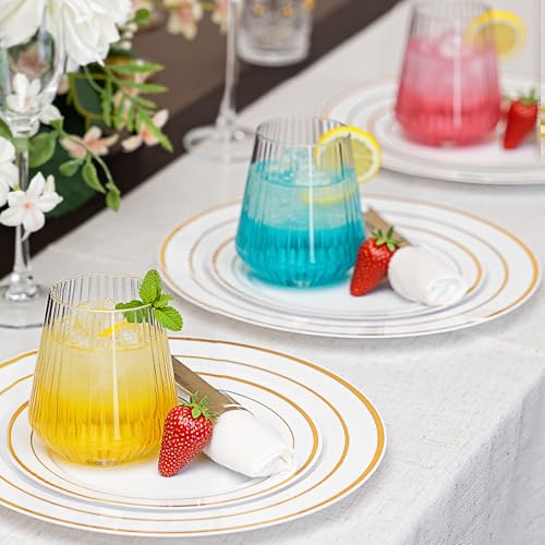 Clear Disposable Plastic Wine Glasses 14 oz, 40 Pack - Stemless Cocktail & Spritz Glasses