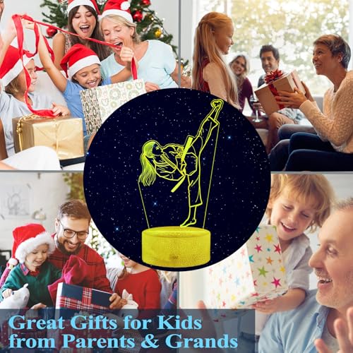 Karate Girl Night Light, Karate Gifts, Taekwondo 3D Illusion Lamp with 16 Colors Changing, Timer, 4 Flash Modes and Dimmable, Kids Girls Room Decoration, Holiday Xmas Gifts