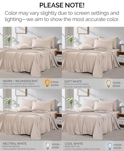 Deep Pocket King Sheet Set - Hotel Quality Microfiber Natural Beige 02