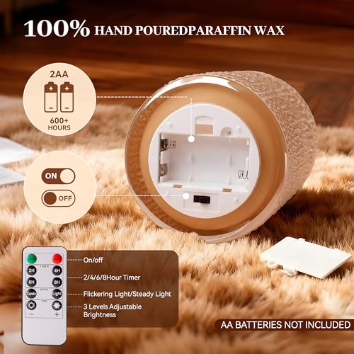 Gold Dotted Glass Flameless LED Candles Set with Remote - Real Wax Finish