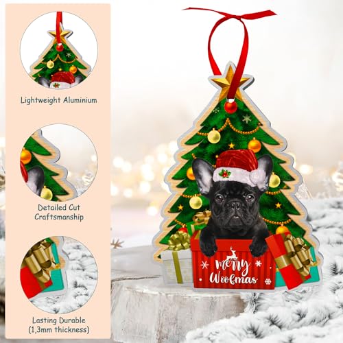 Black French Bulldog Ornament - Aluminium Christmas Tree Decoration 2025 (Frenchie) Variation: French Bulldog Tree Black