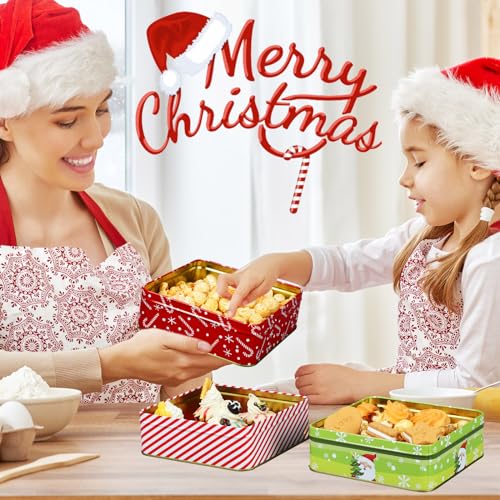 Tioncy 8 Pcs Large Christmas Cookie Tins with Lids – Classic Gift Box Set