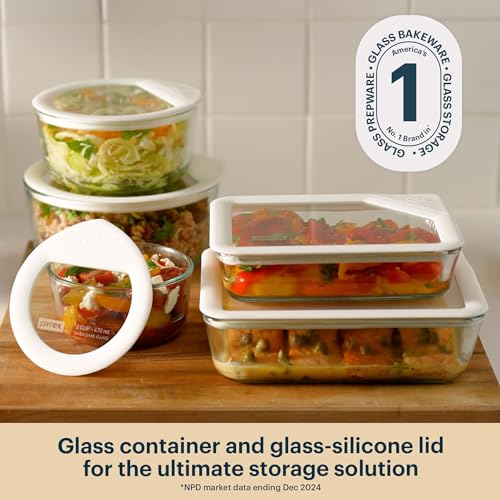 Glass Food Storage Containers Set with Airtight Lids - 5-Piece Pyrex Kitchen Storage