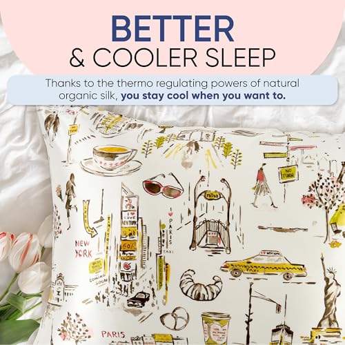 Silk Pillowcase 100% Mulberry Silk Queen & King Size - Nicole Miller NY to Paris Variation