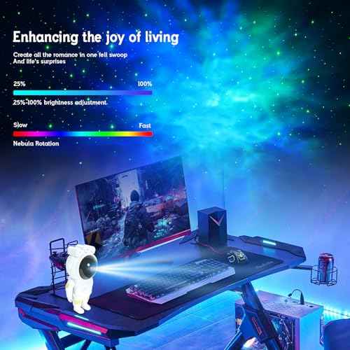 Astronaut Star Projector Galaxy Night Light, Space Projector, Starry Nebula Ceiling LED Lamp, with Timer and Remote Control, Kids Room Decor Aesthetic, for Christmas, Birthdays, Valentine's Day