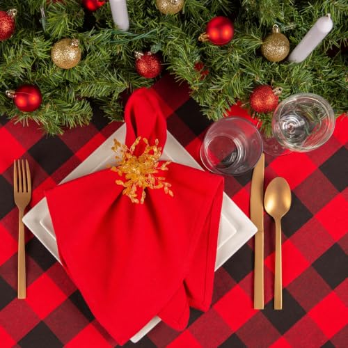 Checkered Tablecloth 56x120 Buffalo Plaid Gingham Cover for Indoor - Black Red