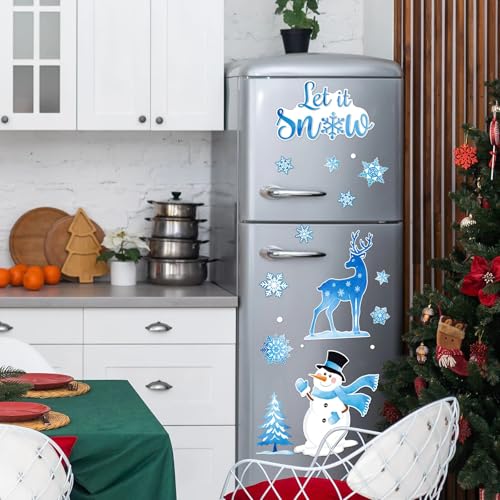 Pasimy Let It Snow 29 Pcs Refrigerator Magnets – Snowman & Snowflake Holiday Decor