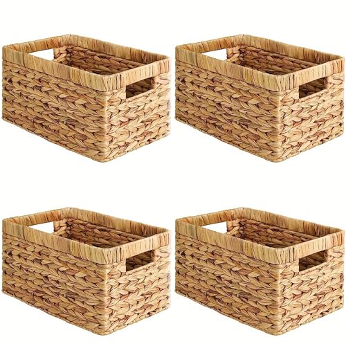 Set of 4 Wicker Storage Baskets for Shelves - Pantry, Closet Organization