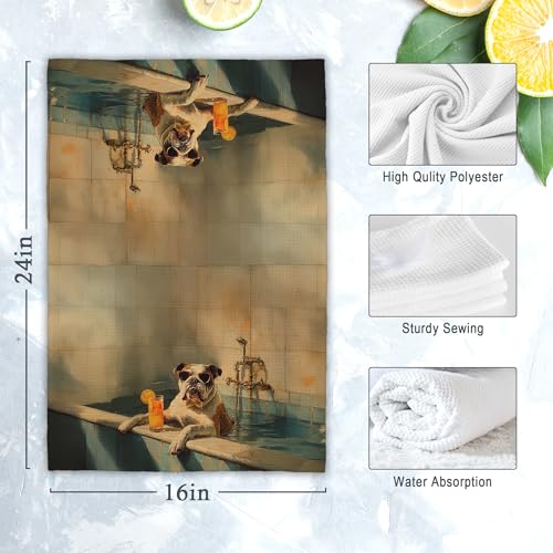 Dimurela Bulldog Funny Pug Bathroom Towel – 16x24in Hand/Dish Towels, Dog Lovers Decor