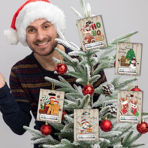 Mczan 16 Christmas Money Holder Cards – 16 Assorted Ornaments, Includes Plastic Domes