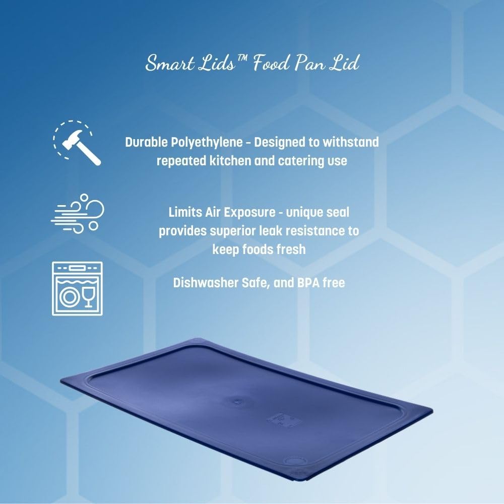 Carlisle FoodService Products StorPlus Smart Lid, Cover for 1/6 Size Food Pans, 6.78" x 6.38" x 0.5", 6 Count, Blue