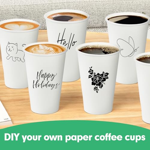 16oz Paper Cups Pack of 300 Disposable Cold & Hot Drink Cups - White, Leakproof