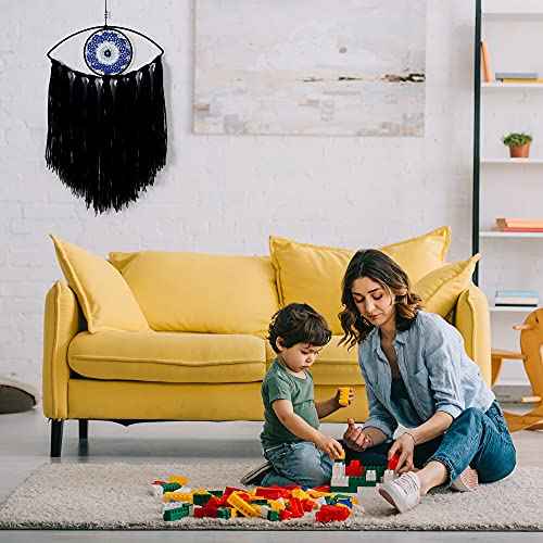 Holmgren Evil Eye Dream Catcher - Black Dream Catchers for Bedroom, Evil Eye Wall Hanging for Witch Dark Decor, Gothic Wall Decorations, Ornament Craft Gift(Black)