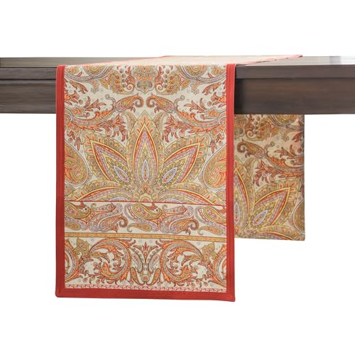Maison d' Hermine Kashmir Paisley 100% Cotton Table Runner 14.5 x 108 Double Layer