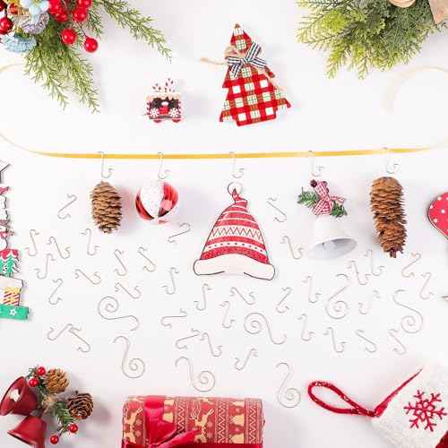 Christmas Ornaments Hooks, 130 Pcs Ornaments Hangers Hook Christmas Tree Hooks Metal Wire Hooks Xmas Tree Decoration Hanger (Gold)
