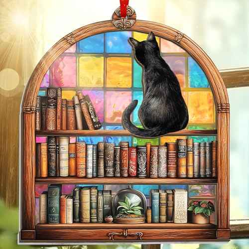 Christmas Book Lovers Gifts for Women - Suncatcher Christmas Ornaments 2025 for Tree Decorations - Bookish Gifts for Reader Nerd Librarian, Reading Gift for Teacher Friend Coworker, Xmas Gift