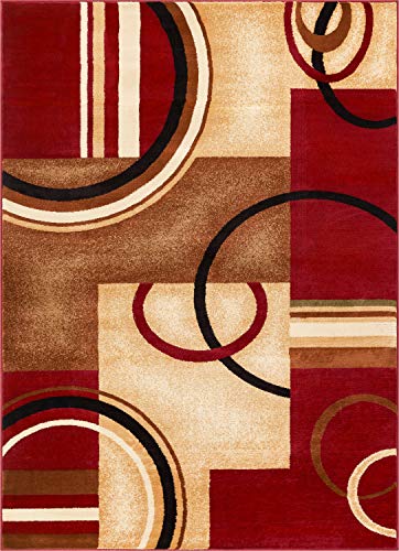 Well Woven Barclay Red Geometric Area Rug 5'3" x 7'3" - Modern Polypropylene