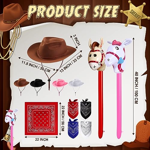 Kids Cowboy Hats Party Bandanas - Multicolor Felt & Plastic Cowboy Accessories for Kids & Kids' Parties
